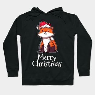 Merry Christmas Red Fox Santas Hat Fox Hoodie